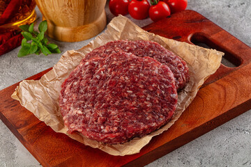 Raw beef burger cutlet for grill