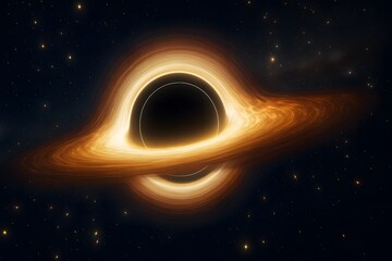 3D hyperrealistic astrophysics illustration of a black hole
