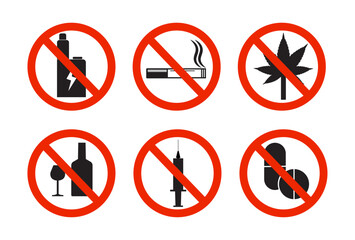 no drugs sign symbol isolated vector