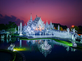 Wat Rong Khun in Chiang Rai, White Temple tourist travel landmark of Thailand