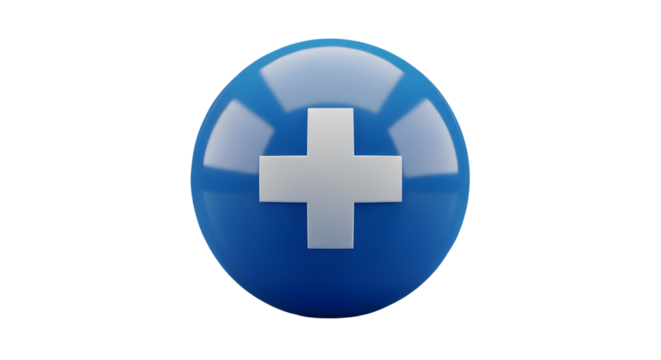 Plus sign in circle isolated on white