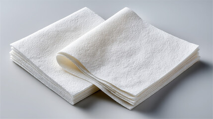 Stack of white paper napkins on neutral background