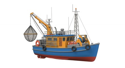 Colorful fishing vessel illustration