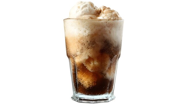 Root Beer Float on White Background for Commercial Use
