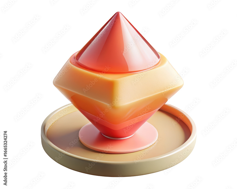Poster Abstract geometric shape with gradient colors on stand modern 3d illustration isolated on transparent background