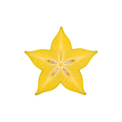 Fototapeta premium Fresh Starfruit Slice with Yellow Color – Tropical Eotic Fruit Close-Up Photography for Food and Drink Ue