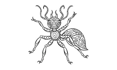 Fire ant t shirt design silhouette and vector line art, detailed high quality illustration, perfect for mindfulness, relaxation, stress relief, adult coloring books, printable artwork.