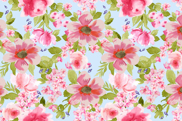 Abstract seamless pattern with plants, herbs and flowers	