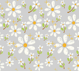 Abstract seamless pattern with plants, herbs and flowers	