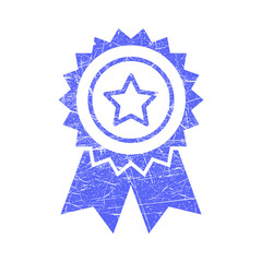 Blue distressed star award ribbon isolated on transparent background