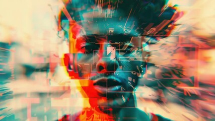 A person's face composed of various images, creative and abstract representation - Powered by Adobe