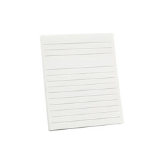 White lined paper sheet isolated on white backgroun for office, school, and writing stationary themes