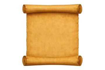 Aged manuscript scroll unfurling, vintage paper with rolled edges, historical document ready for vintage text or design element