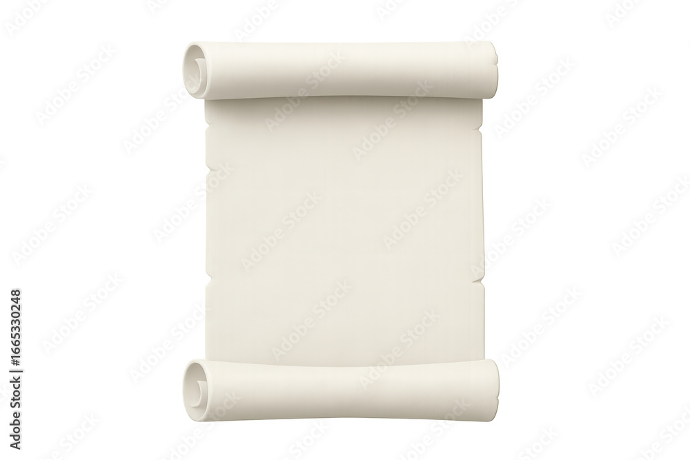 Aufkleber white paper scroll curling elegantly, empty space ready for personalized text or creative design aga