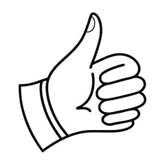 Hand Gesture Thumbs Up Outline Approval Symbol Like Icon Vector Illustration