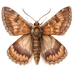 Fototapeta premium Detailed brown moth illustration isolated on a transparent background insect