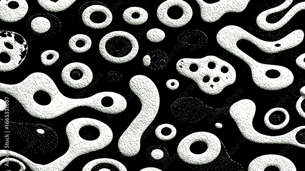 Poster a black and white image of a pattern of circles.