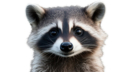 Fototapeta premium Mischievous Raccoon Close Up Isolated on Transparent Background