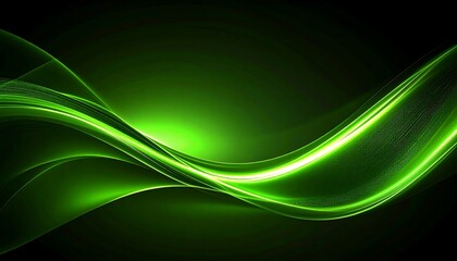 Obraz premium Green abstract wave with dark background.