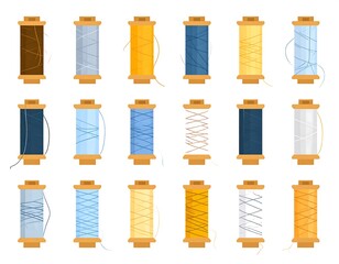 Colorful thread spools arranged in a grid