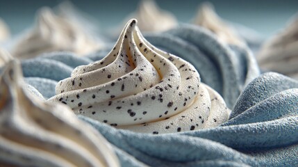 A close up of a cupcake with white frosting and sprinkles.