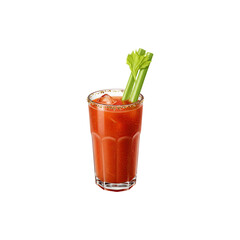 Refreshing Bloody Mary cocktail with celery stick iolated on white background for brunch and party drins