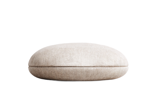 Beige textured oval cushion isolated on white transparent background