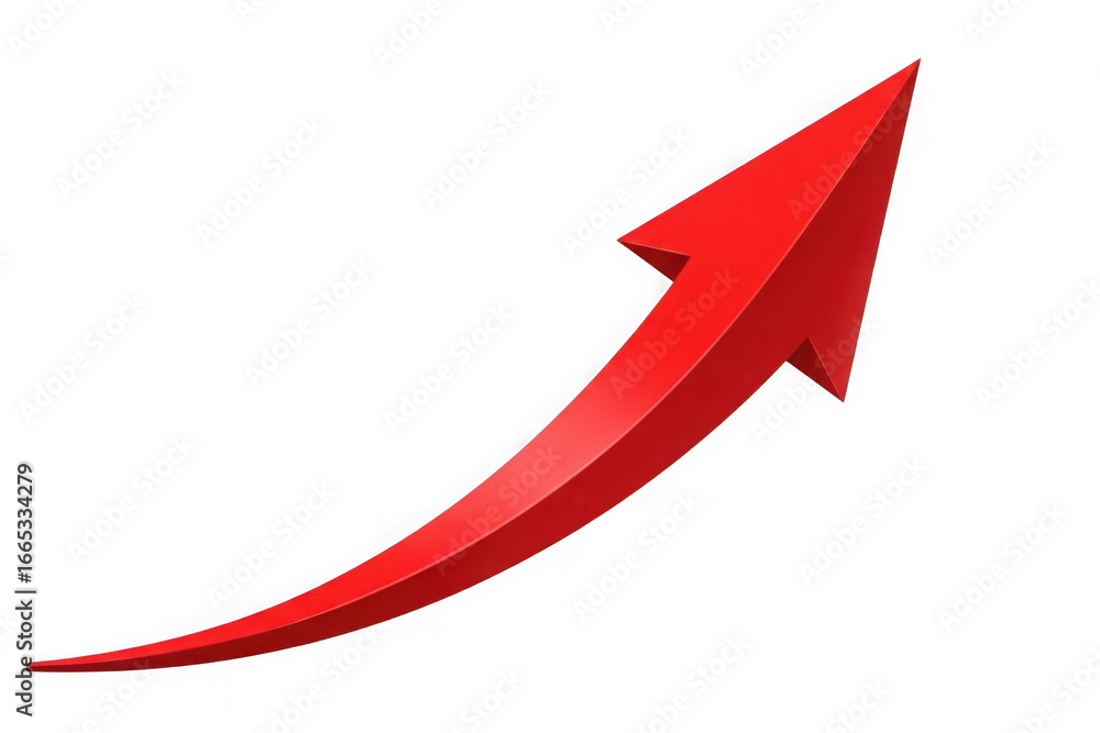 Poster dynamic red arrow symbolizing growth success progress and upward trend transparent background
