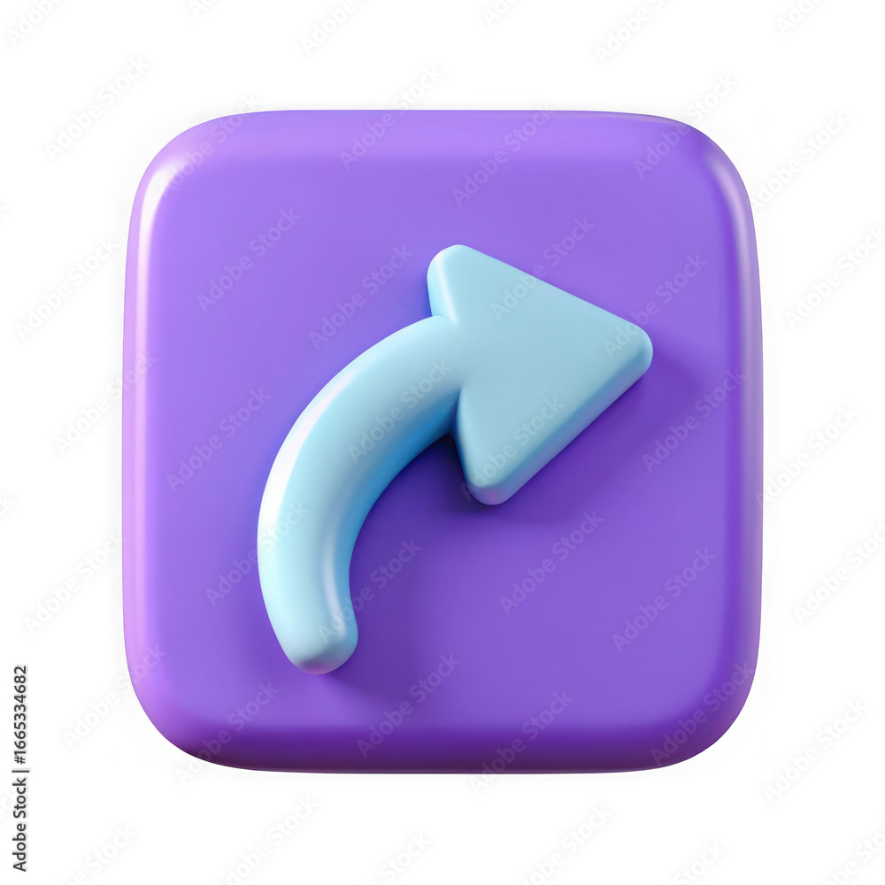 Poster 3d share icon with curved arrow isolated on transparent background