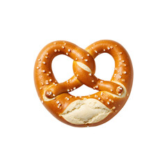 Tasty pretzel bread isolated on white background, taditional baked snack food for Oktoberfest and baker menus