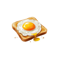 Fried egg toast isolated on white background, tastybreakfast food for healthy lifestyle and cafe menu pomotions