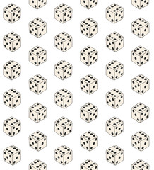 Vector seamless pattern of hand drawn sketch doodle dice isolated on white background