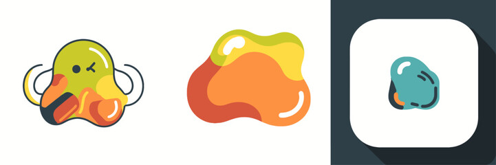Playful cartoon character winking with colorful abstract shapes, perfect for children's designs and creative projects, inspiring imagination and fun, modern art