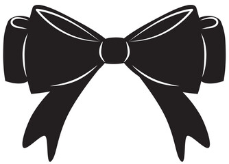 Hand drawn girly coquette bow ribbon. Vector stock illustration isolated for design template birthday, wedding, Christmas card, invitation, sale banner