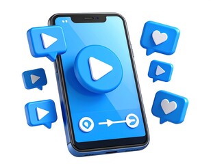 Smartphone displaying social media video interactions