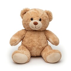 Fototapeta premium Fluffy brown teddy bear with stitched smile plush toy