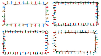 Rectangle christmas light frame isolated on transparent background is perfect for holiday designs, invitations, cards, posters, and other creative projects