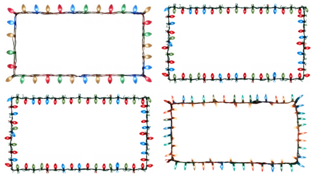 Rectangle christmas light frame isolated on transparent background is perfect for holiday designs, invitations, cards, posters, and other creative projects