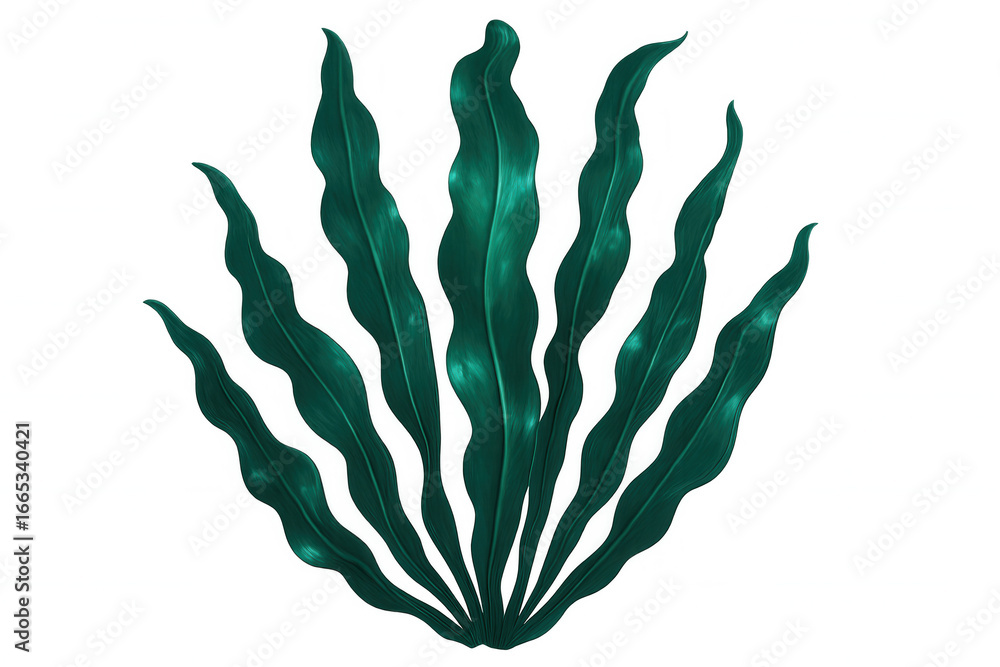 Poster lush, green leaves arranged in a fan shape, creating a vibrant and natural element on a transparent 