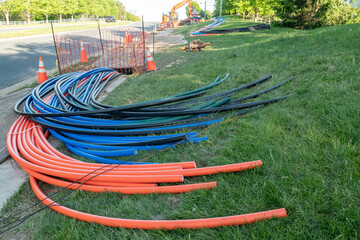 Telecom Lines Ready for Deployment. High-contrast tubing in engineering setup