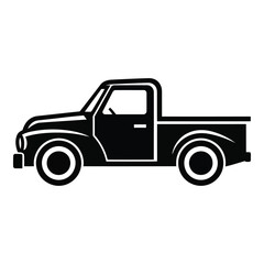Fototapeta premium Classic pickup truck silhouette side view for retro automotive transportation design silhouette