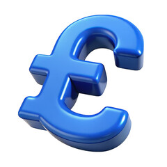 3d blue pound sterling symbol isolated on transparent background