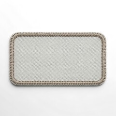 Blank rectangular fabric patch mockup with stitched border on white background, perfect for branding design.