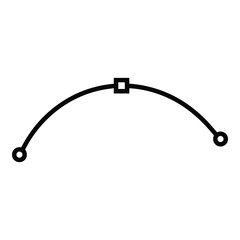 Smooth curved line path with anchor point and control point for design and digital art silhouette
