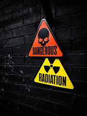 danger warning sign in hostile environment