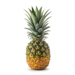 Fototapeta premium Ripe pineapple with green crown tropical fruit whole fruit
