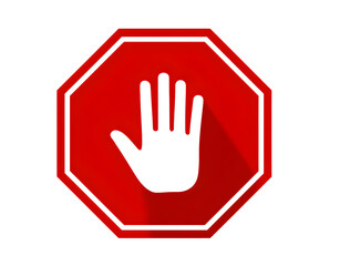 Stop Work Authority Icon – Hand Stop Symbol on Red Polygon PNG