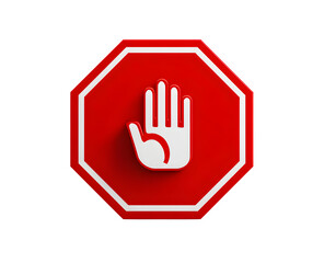 Obraz premium Stop Work Authority Icon – Hand Stop Symbol on Red Polygon PNG