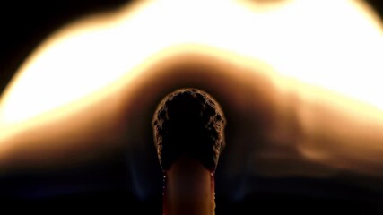Close-up captures the flame of a burning matchstick against a dark, smoky background, concept for ignition sequence, philosophical metaphor and striking imagery - Powered by Adobe