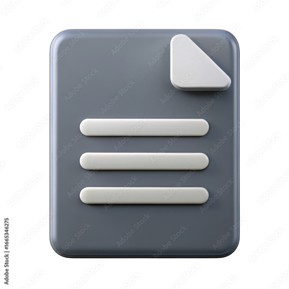 Poster 3d document icon with folded corner isolated on transparent background